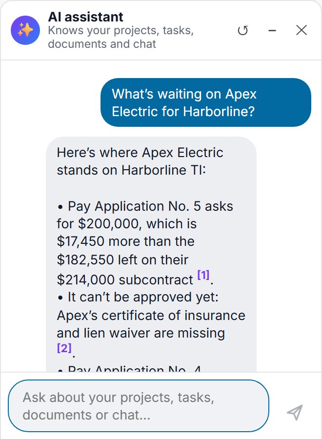 AI assistant answering from project documents with sources