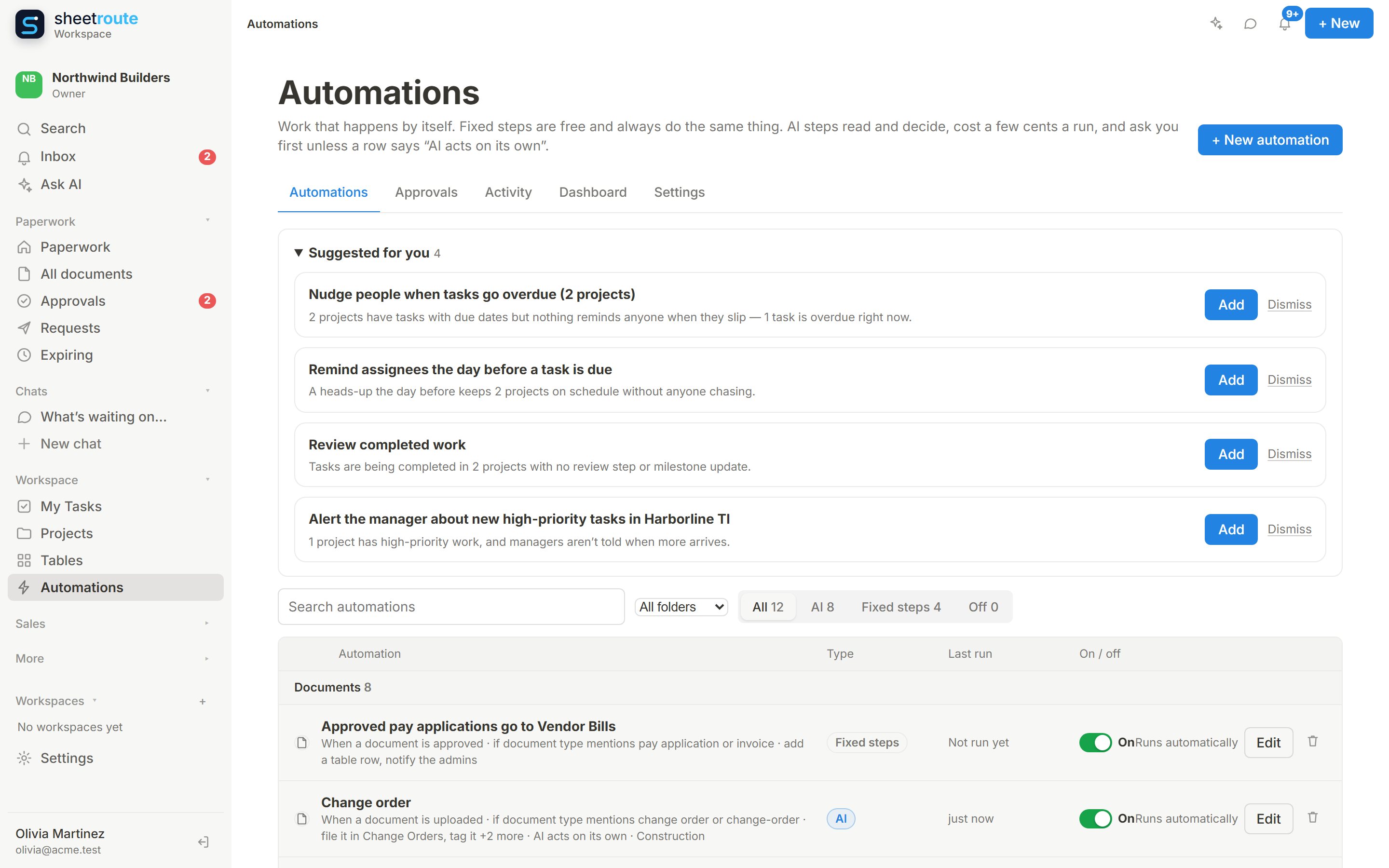 Automations: describe it in plain words, and it’s built | SheetRoute